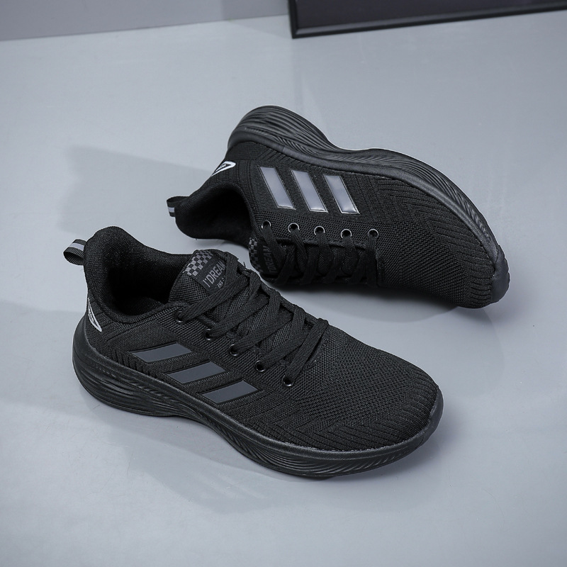 2025 otoño zapatos casuales de hombre zapatos de suela suave zapatos deportivos de carreras versátiles zapatos de tela negra transpirables
