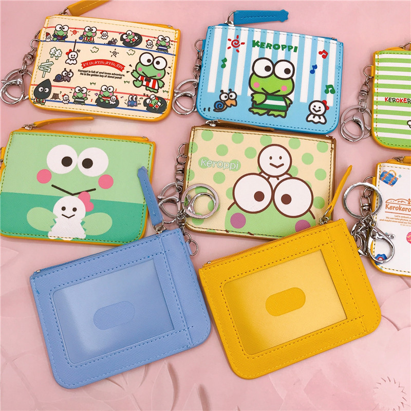 Cartoon Frog Badge Cover Work Permit Card Cover Badge With Key Ring Keroppi Change Card Holder Wallet display picture 3