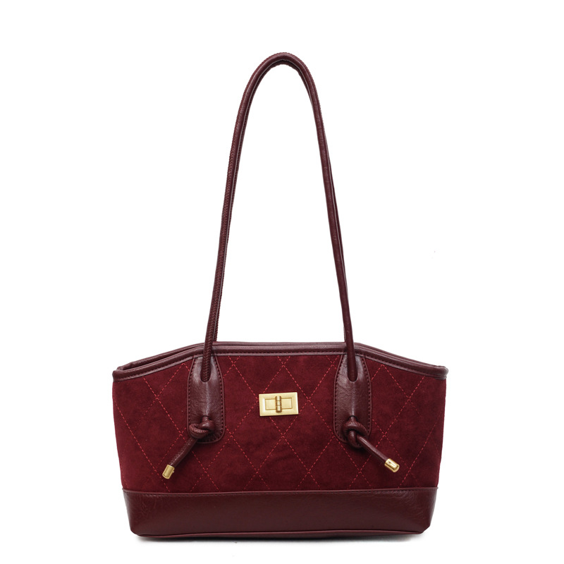 Bolsa de mano transfronteriza de alto nivel, bolso de celosía casual para mujeres, otoño y invierno 2025, nueva bolsa de hombro casual de gran capacidad.