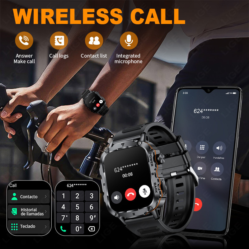 Men's Bluetooth Smartwatch With Heart Rate And Blood Oxygen Monitoring Multi Sports Watch Waterproof Fitness Tracker Touchscreen Watch_voghion.com