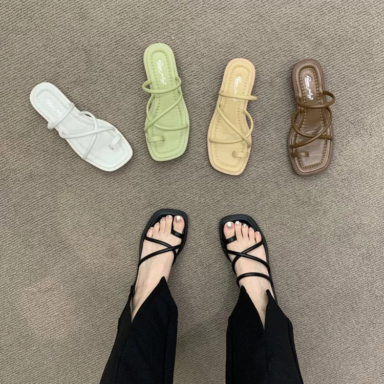 Сандалии на плоской подошве Border trade 2024, летняя новая модная универсальная повседневная женская обувь оптом