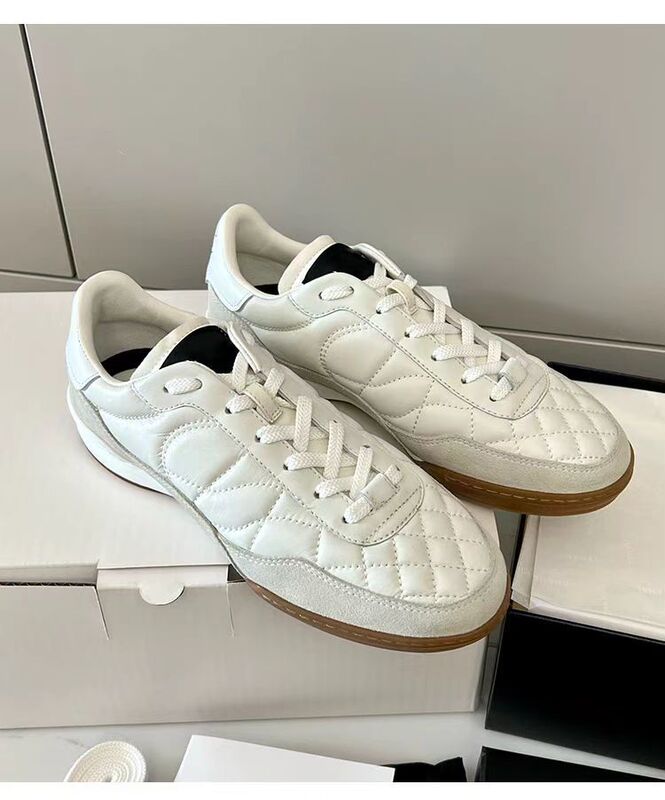 C's ハイバージョン 24K Xiaoxiang 本革菱形シングルシューズ レースアップ ディープマウス カジュアル スポーツシューズ ラウンドトゥ フラットフォーマルシューズ|undefined