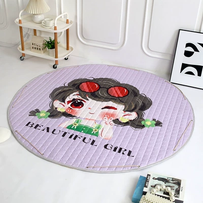 Cartoon pattern round storage mat, Avtomobil döşəmə paspasları - little-girl-15cm-diameter