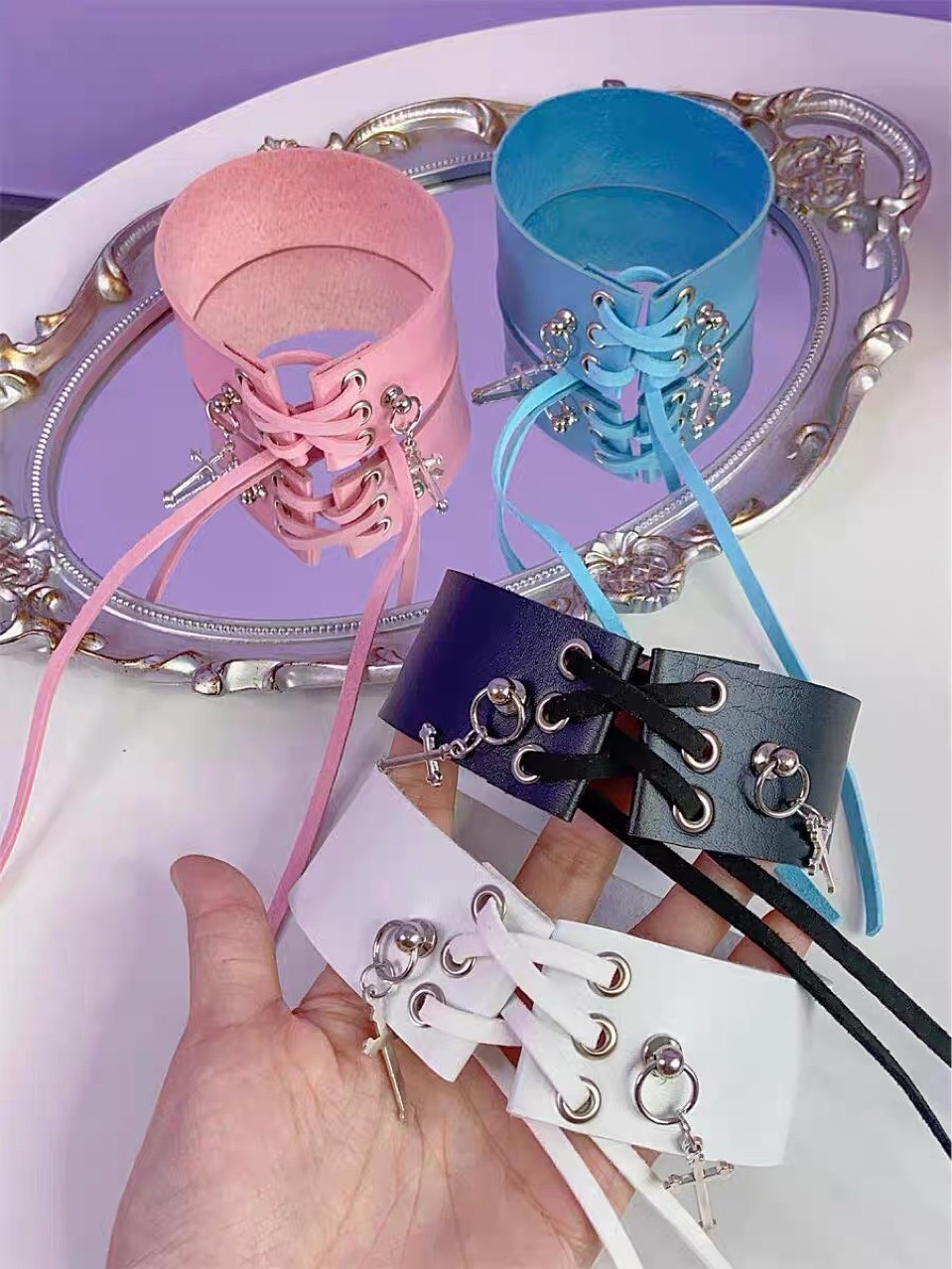 Y2K Cross Strap Necklace Color Options