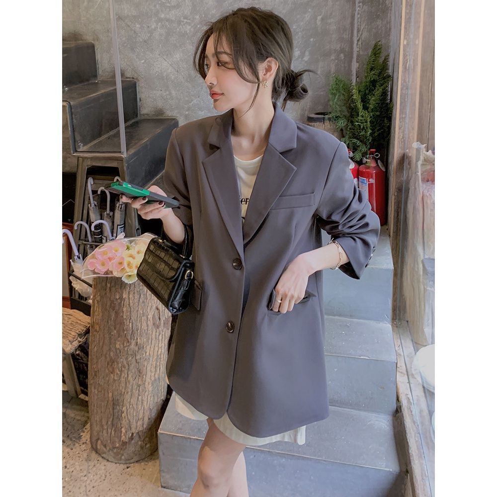 2025年秋装新款感chic灰色小西装外套女小个子设计感小众西服