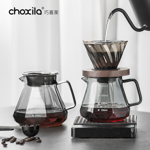Coffee sharing pot hand-brewed coffee cloud pot set heat-resistant glass coffee filter cup brewing pot coffee utensils