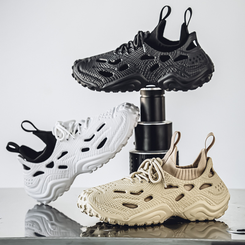 2025 Summer Breathable Men's Shoes Baotou Croc Shoes Men's Slippers Slip-On Sandals Outerwear Sports Soft Sole Beach Shoes