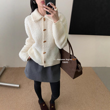 复古牛角扣纯色毛衣外套女濮院针织衫2025秋冬新款全羊毛开衫上衣