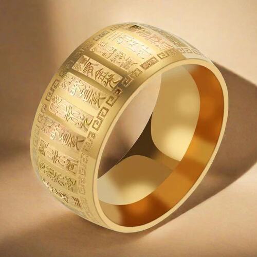 Titanium steel ring ins seal body religious Taiyi golden light mantra finger pull magic mantra ring men's non-fading jewelry wholesale
