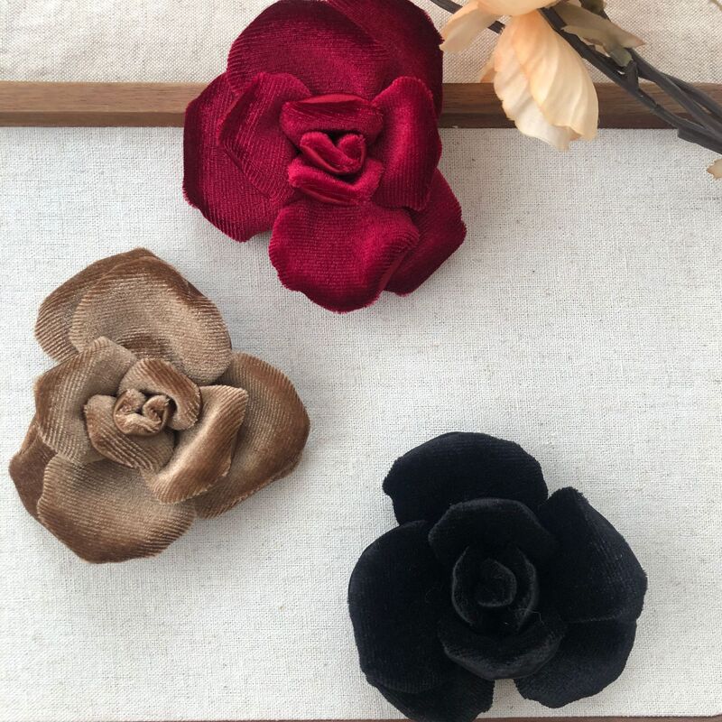 韩版纯色布艺山茶花饰品diy手工发夹胸针服装配件定型布艺花朵|undefined