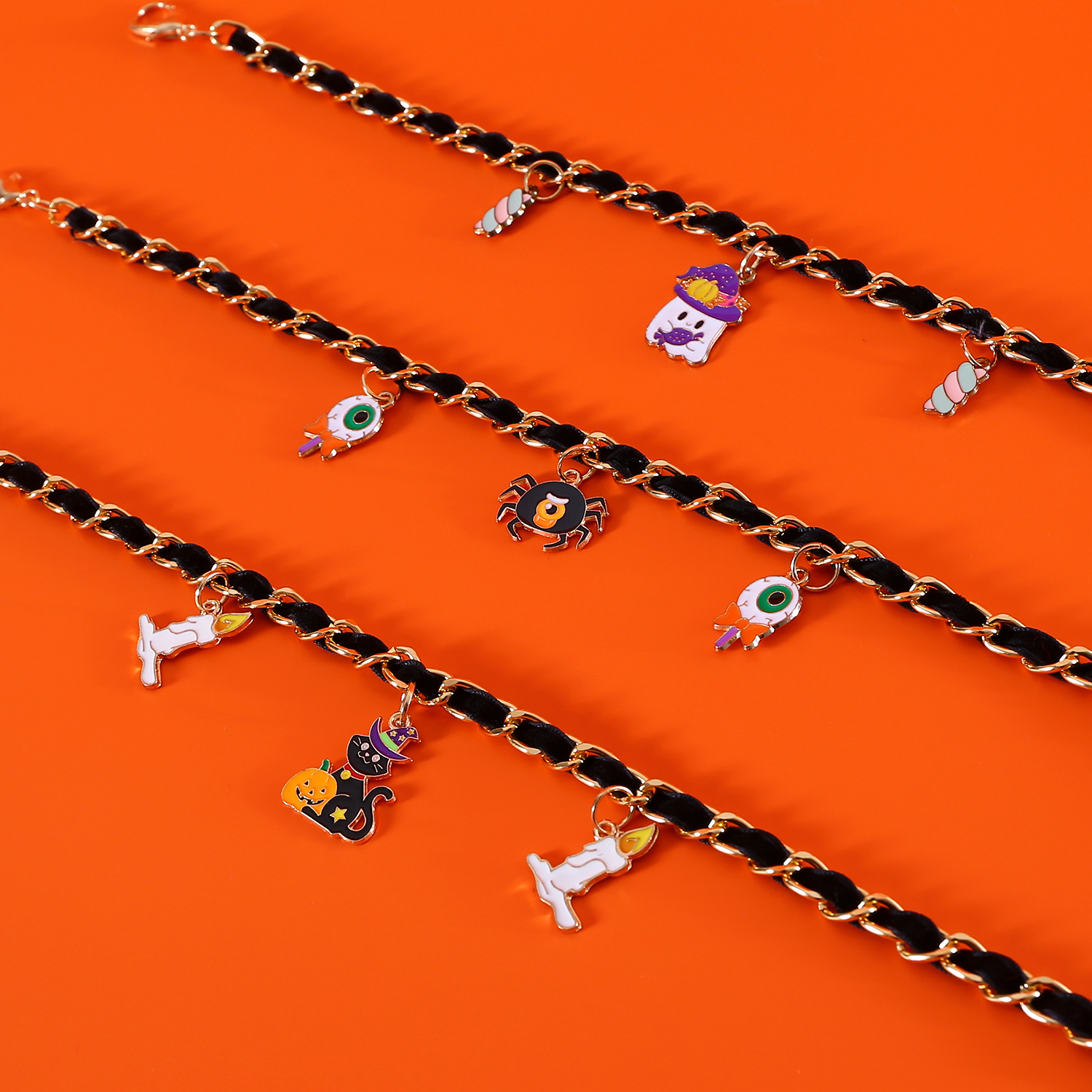 2023 mascotas collar de Halloween terciopelo metal goteo murciélago calabaza araña colgante accesorios gatos perros collar