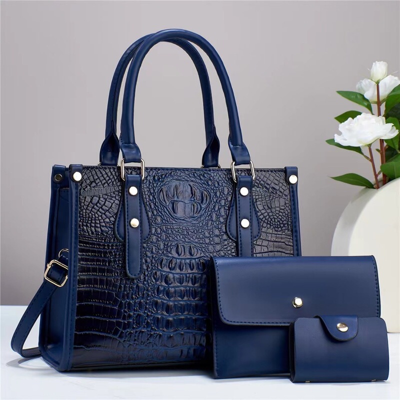New Crocodile Pattern Contrast Color Simple Texted Three-piece Set Large Capacity Cross-border Single-shoulder Crossbody Women's high quality Bag Large Bag New Crocodile Pattern Contrast Color Simple Texted Three-piece Set Large Capacity Cross-border Single-shoulder Crossbody Women's high quality Bag Large Bag