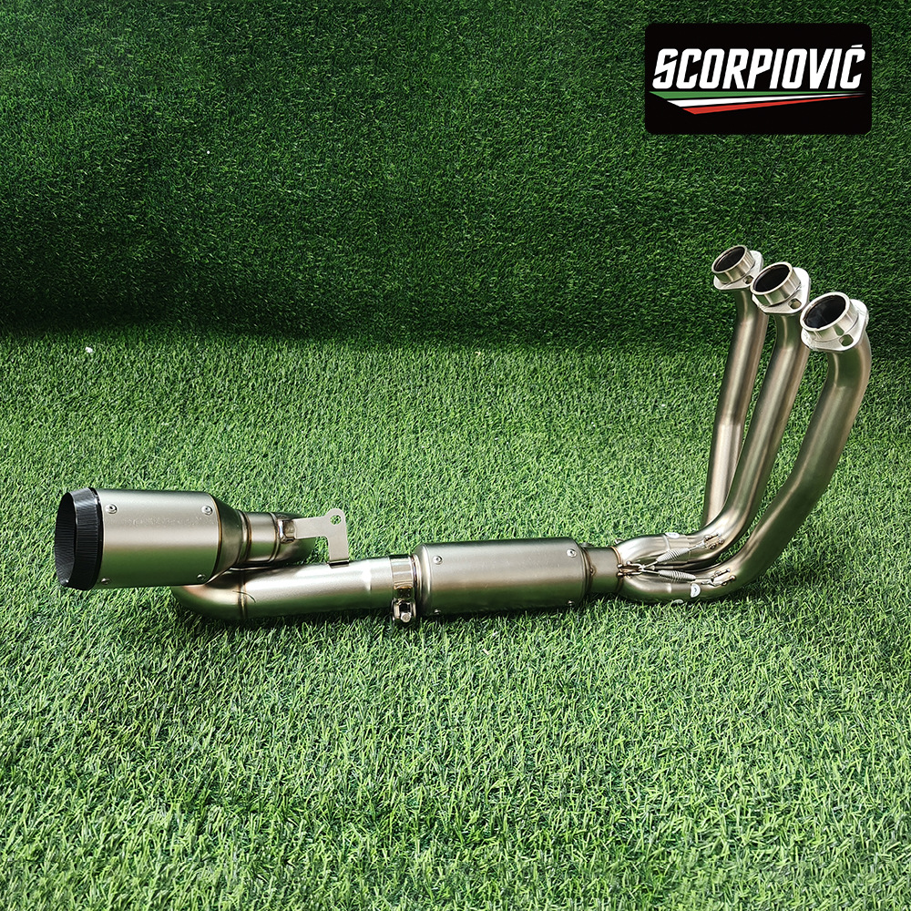 Motorcycle locomotive exhaust pipe spring breeze 675SR stainless steel swing front end muffler non-destructive installation