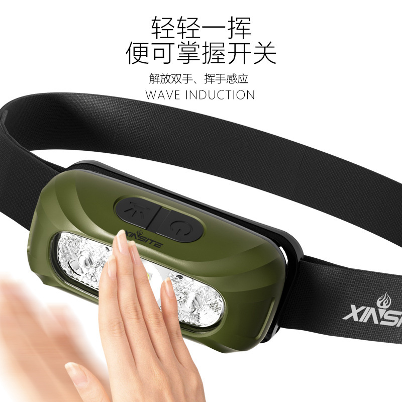 超亮感应头灯头戴式强光头灯电筒可充电夜钓头灯轻便携式防水头灯|undefined