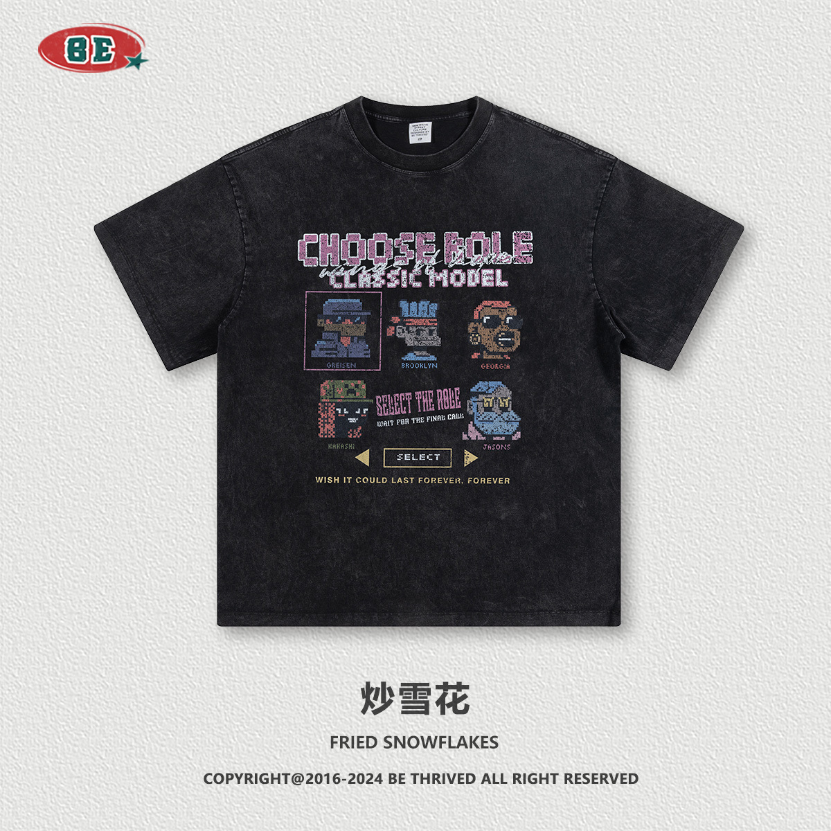 BE personalizado 2025 marca de tendencia de verano pesada niebla de color batítico tierra hombro directo inyección camiseta de manga corta personalizada transfronteriza masculina image 9