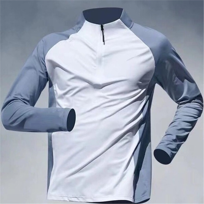 Ropa de entrenamiento con media cremallera de comercio exterior, ropa de secado de velocidad para hombres, mangas largas, primavera y otoño, verano, deportes, atletismo, camisetas para correr