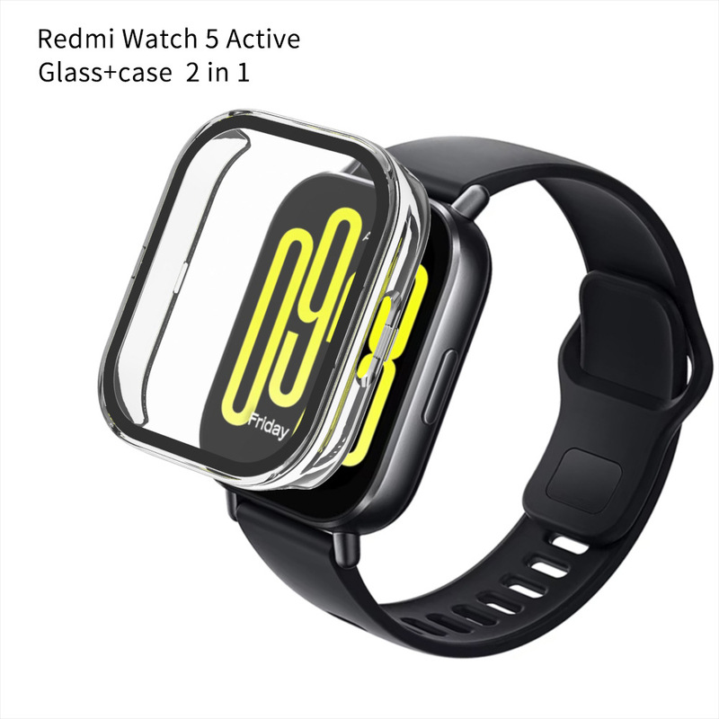 Suitable for Redmi Watch 5 Active Lite Protective Case, Pc+Tempered Glass Integrated