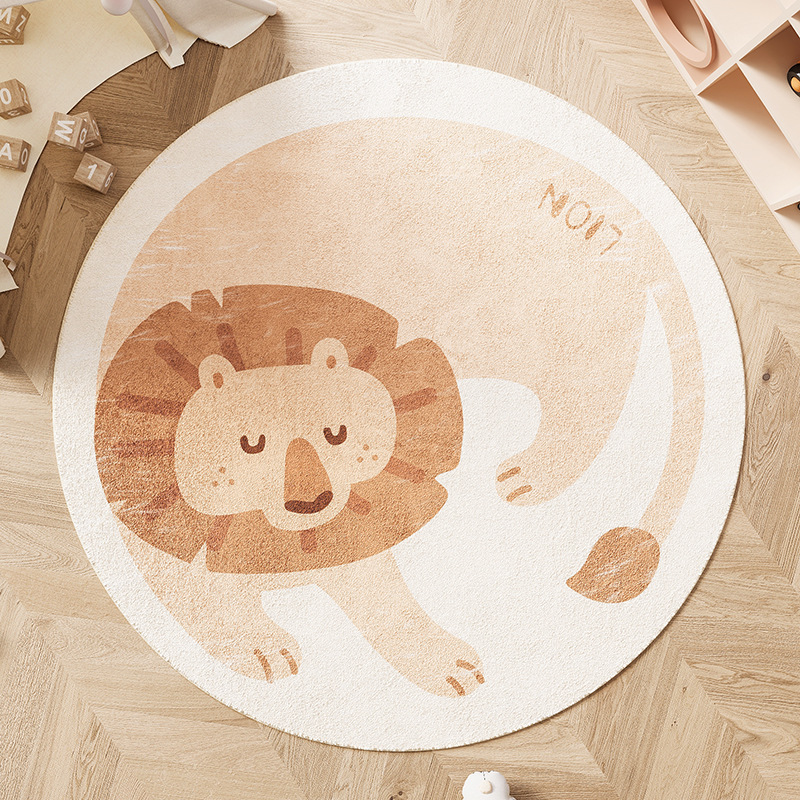 Círculos animados alfombras de habitación de niños adornos dormitorios alfombras de cama cojín de escalada redonda gruesa esterilla de estudio de niñas frotar