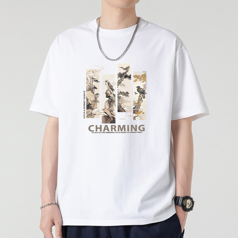 Camiseta de algodón de manga corta para hombres, ropa de verano para hombres, marca de moda para hombres, camiseta de algodón de media manga nueva, ropa de hombre
