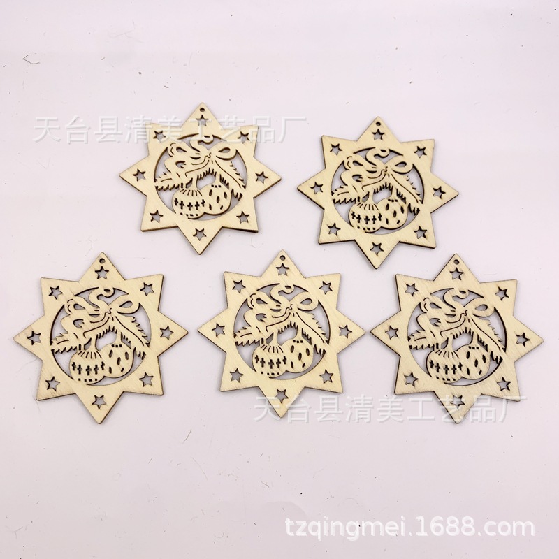 80mm estrella de ocho puntas linterna pieza de madera registro de madera decoración navideña de bricolaje pieza de madera 10 paquete con cuerda de cáñamo