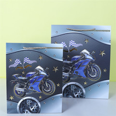 Cross-border motorcycle white card gift paper bag cartoon car shopping bag men's motorcycle handbag wholesale