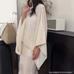 衣号自制设计师蝙蝠袖斗篷上衣女文艺高品质骆马绒针织纯色韩系新