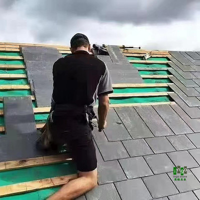 廠家直銷黑色板岩瓦片 綠色別墅隔熱瓦片 城堡複古屋頂青石板瓦板