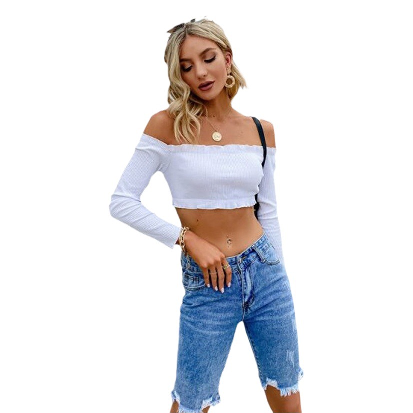 Verano nuevo transfronterizo elegante de Cercanías de color claro recto de algodón lavado de las mujeres jeans blue jeans para mujeres