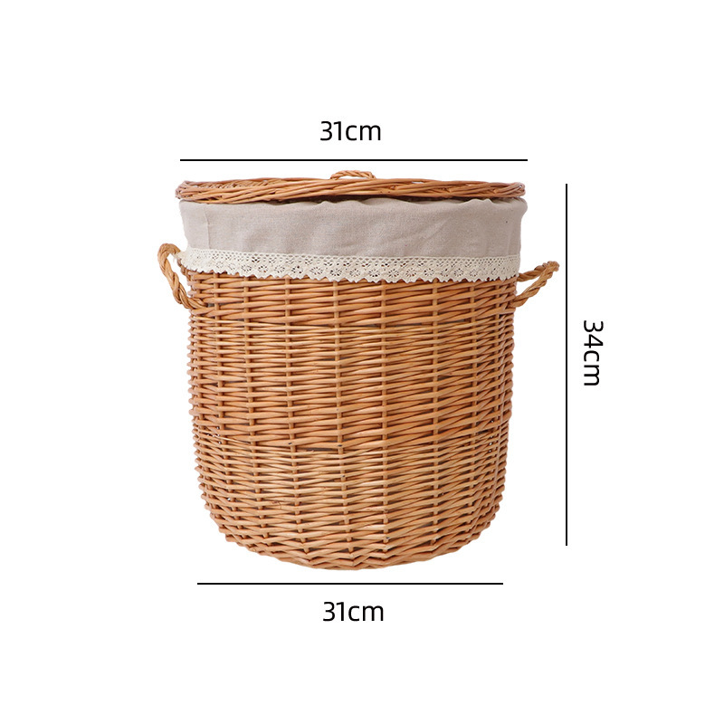 Cesta de ropa sucia personalizada con cubierta de sauce tejida a mano de doble mango cesta de almacenamiento de ropa de baño de alojamiento