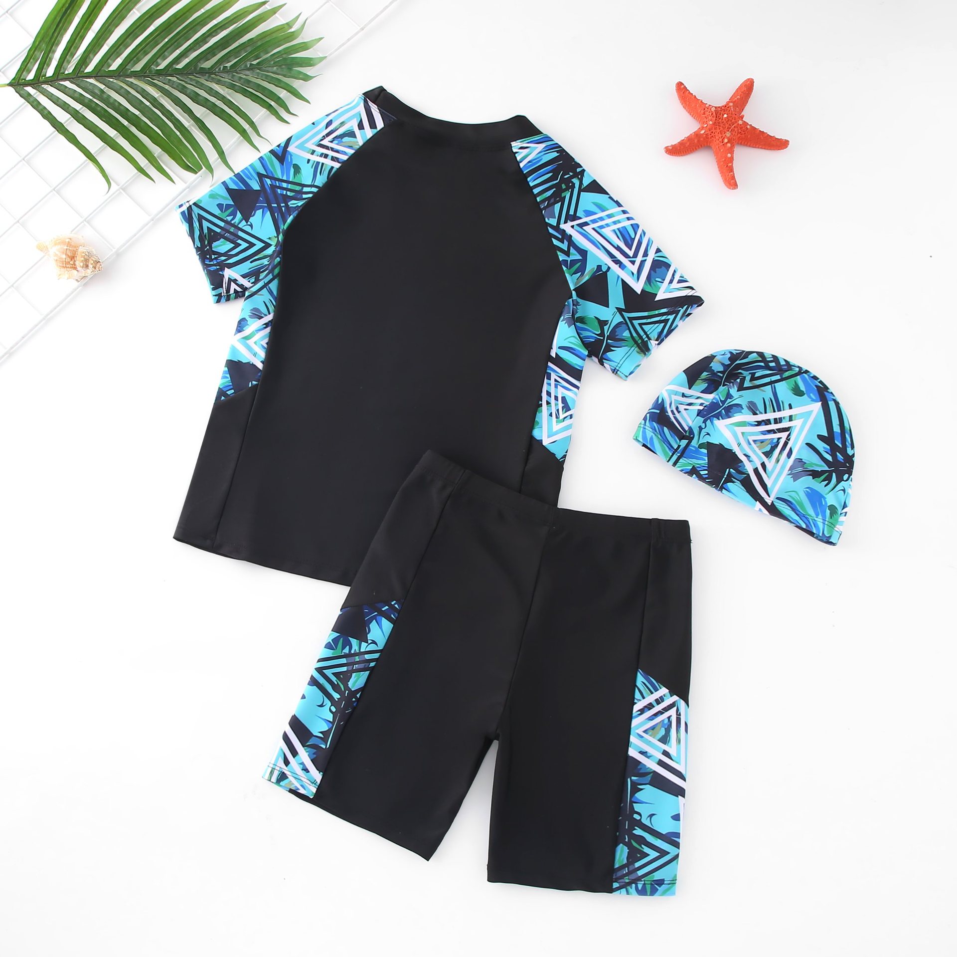 Professional Quick Dry Two Piece Swimsuit For Older Boys_voghion.com