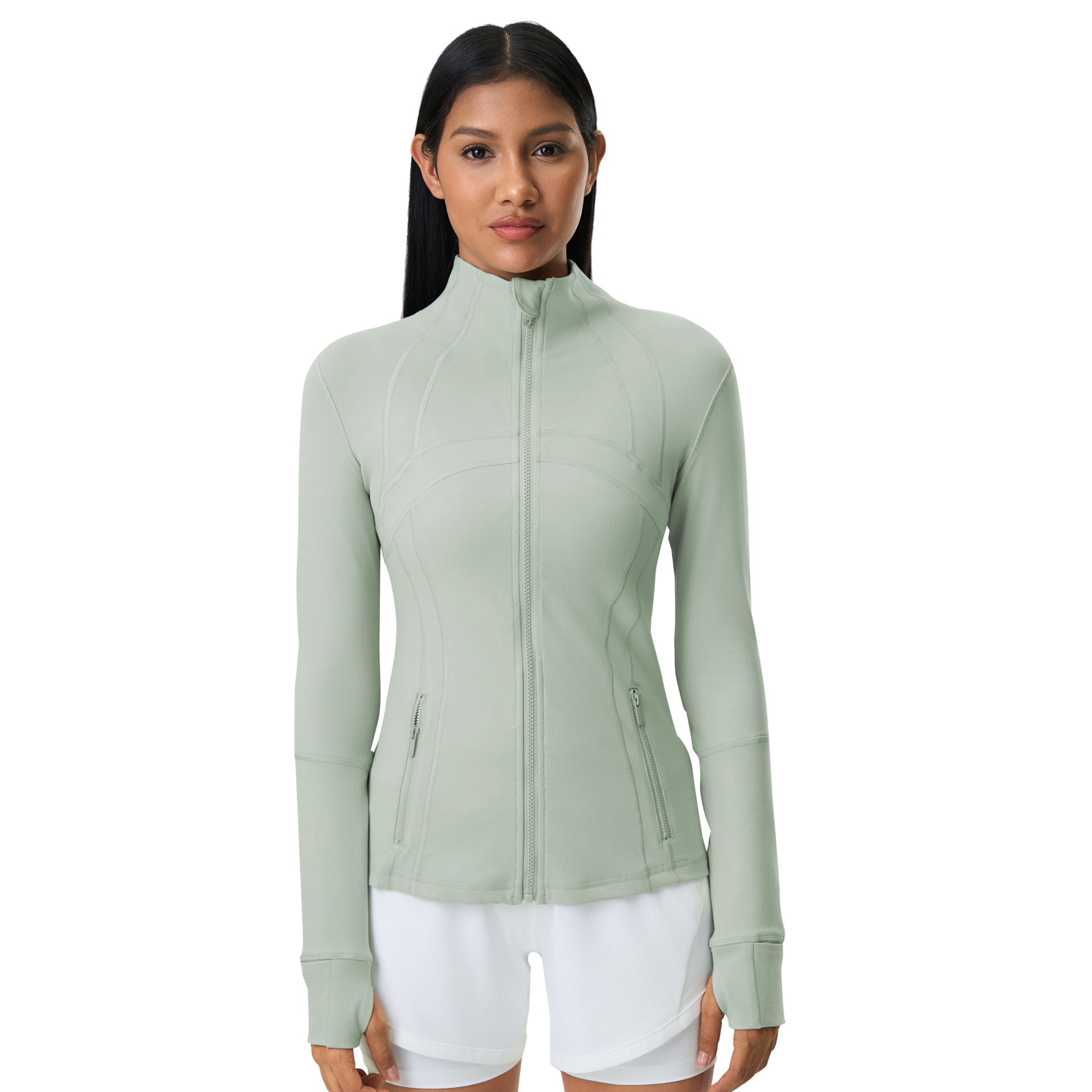 Nueva chaqueta de fitness para mujer chaqueta deportiva elástica delgada con cremallera ropa de yoga para correr camiseta de manga larga Z18031
