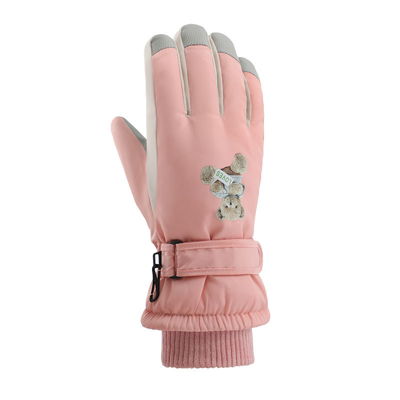 Guantes de esquí de invierno para mujeres calientes a prueba de frío pantalla táctil a prueba de salpicaduras de agua al aire libre a prueba de viento guantes de vello grueso