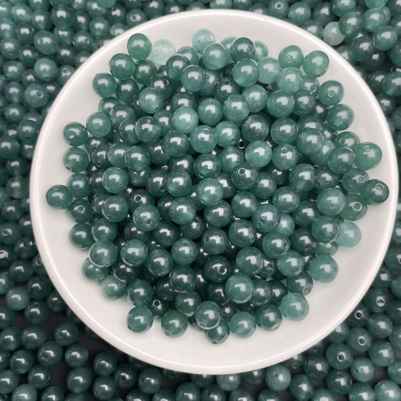 冰种翡翠色蓝水飘花散珠DIY手工圆珠半成品串珠手链项链饰品批发|undefined
