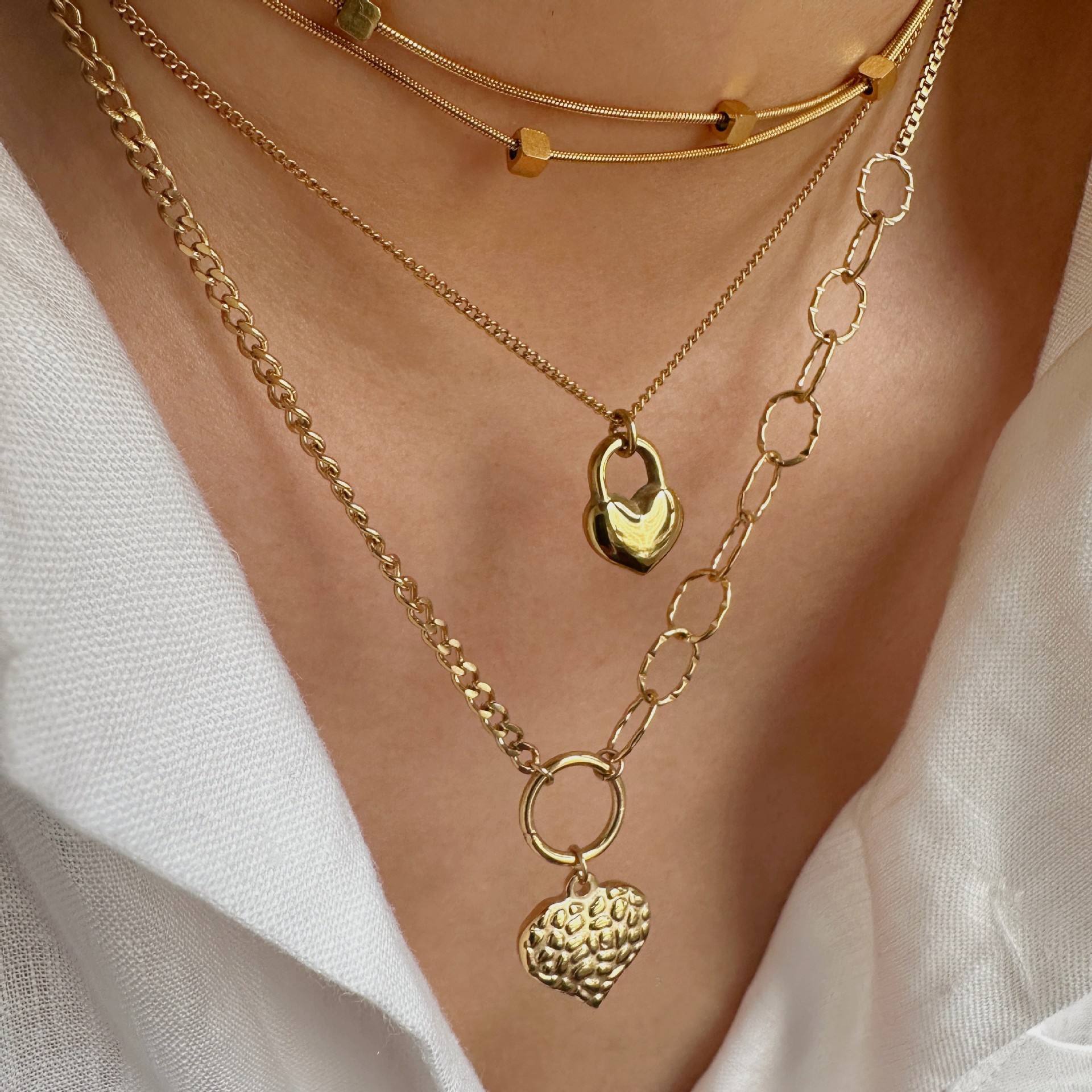 12g Weight Titanium Steel 14K Gold Plated Modern Style Simple Style Classic Style Plating Heart Shape Lock Pendant Necklace