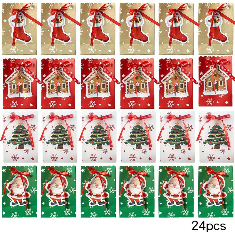 クリスマスギフトバッグクラフト紙キャンディー紙袋リンゴ箱クリスマスパーティー包装箱カードヨーロッパ式新しいグリーティングカード|undefined