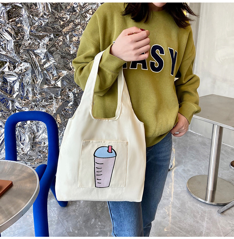 Wholesale vest canvas bags, large capacity o creative large capacity shopping bags, hand-held canvas tote bags undefined