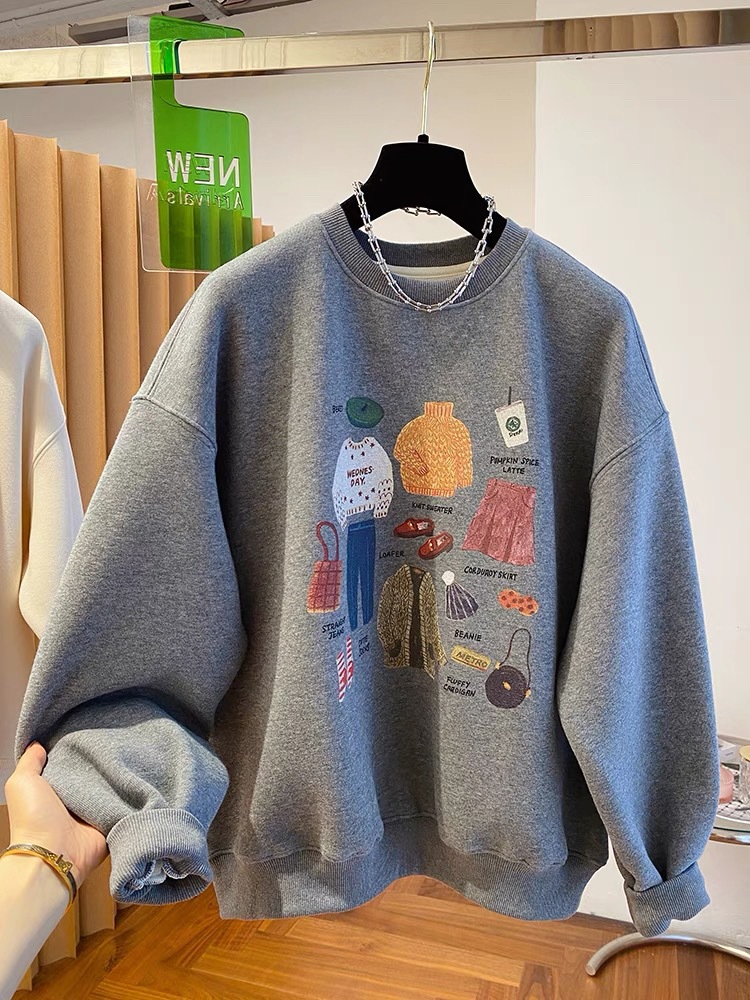 Japanese retro demi-season warm sweatshirt