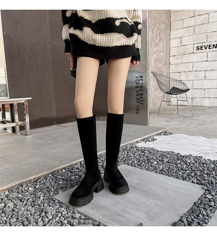 2024 neue Samtstiefel für Damen, Frühling und Herbst, neue Ärmel für Freizeit, Mode, dicke Sohle, hohe Röhre, Plüsch, lange Stiefel für Kinder_voghion.com