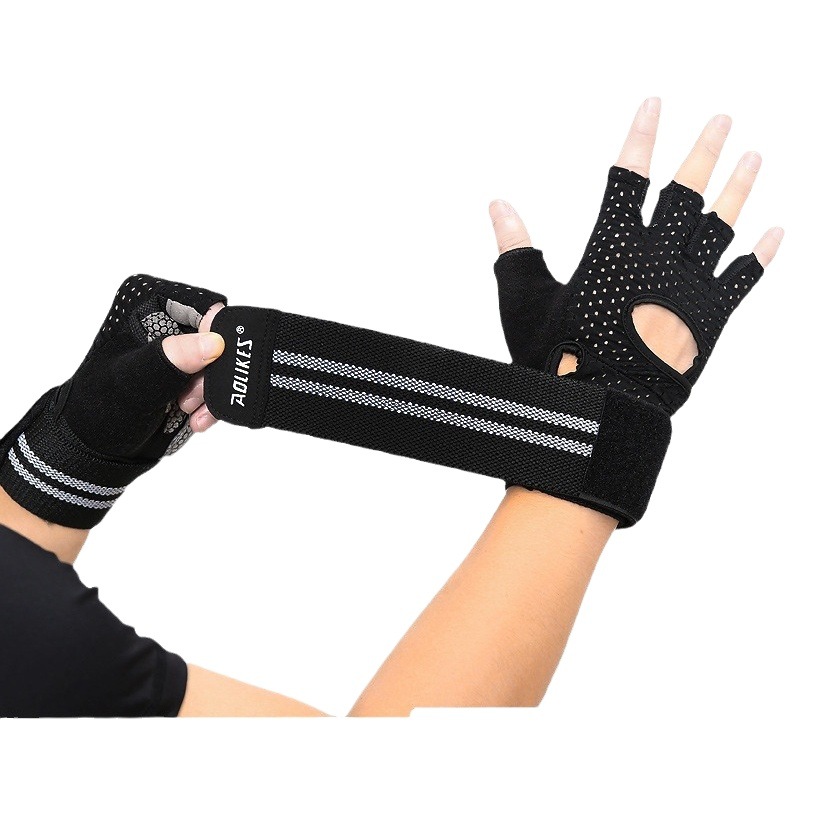 Levantamiento de pesas guantes de fitness transpirable antideslizante muñeca guardia deportes mancuerna medio dedo guantes deportivos verano Delgado en stock