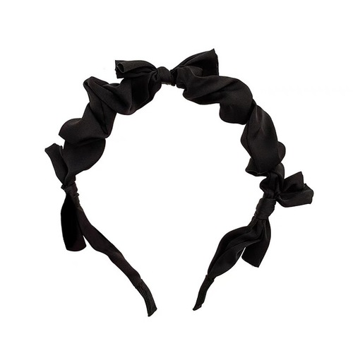Retro French sweet satin bow headband, simple and versatile, pleated bow knotted headband hair accessory
