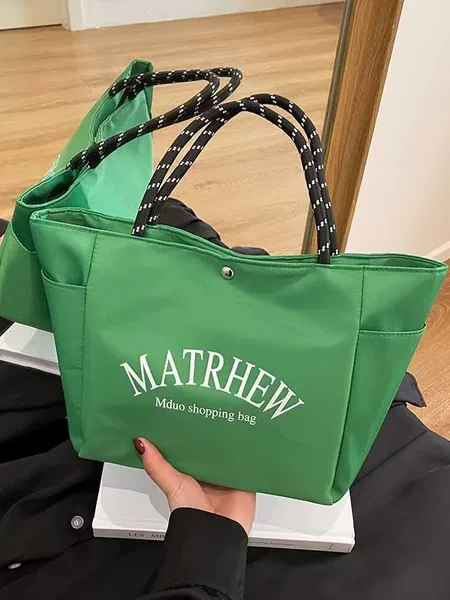 2025 New Japanese-Style Dopamine Simple Letter Large-Capacity High-Value Mommy Bag for Work and Commuting