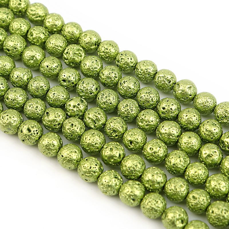 8mm Natural Volcanic Stone Scattered Water-plated Volcanic Rock Round Beads display picture 3
