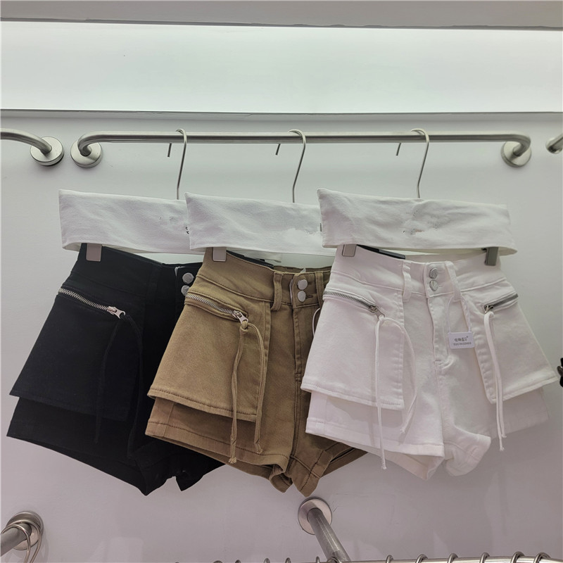 Pantalones Cortos Cargo para Mujer con Doble Cierre de Mezclilla, Bolsillos image 1