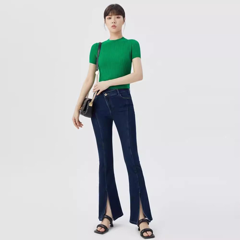 Áo thun nữ cổ tròn tay ngắn chất liệu len lụa rỗng mỏng mùa hè — Màu đen chi tiết 11