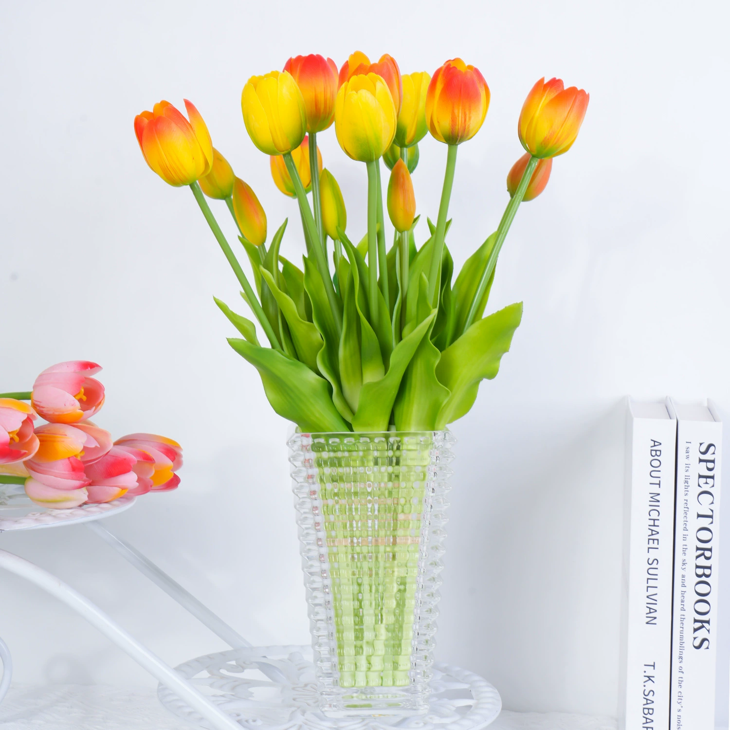 Simulation soft glue 5 head tulip high -level sensor decorative flower artificial PU latex moisturizing feel tulips