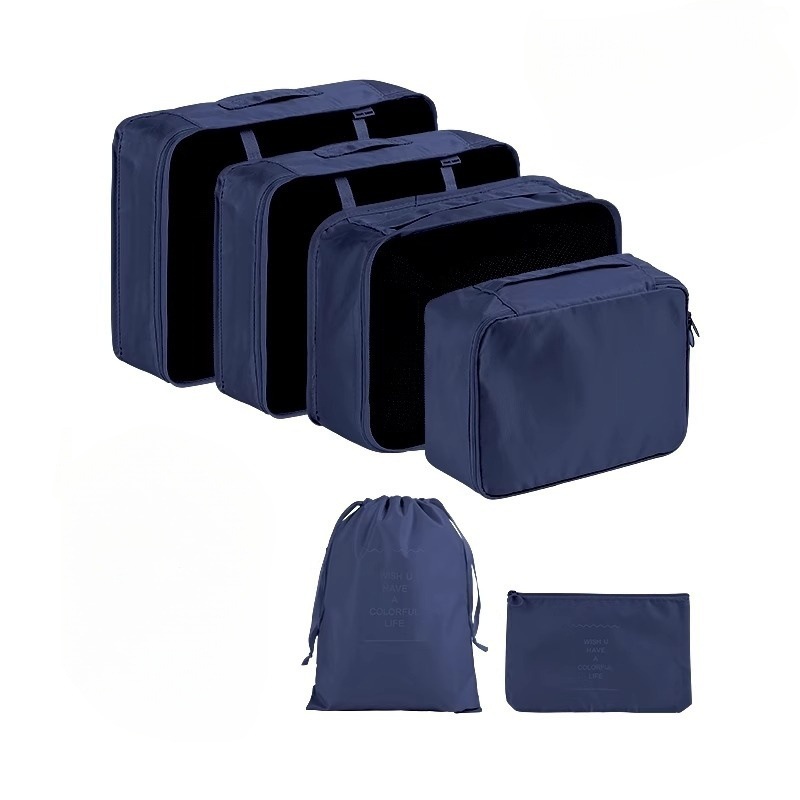 Juego de sarga de 7 piezas, equipaje, ropa, bolsa, bolsa de almacenamiento de gran capacidad, bolsa de lavado, bolsa de almacenamiento de viaje multiusos