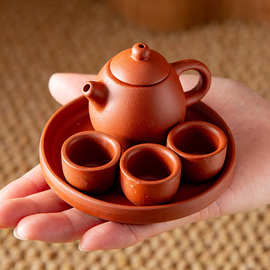 茶宠摆件精品可养迷你袖珍指尖壶紫砂茶壶一壶三杯茶玩小孩子茶艺