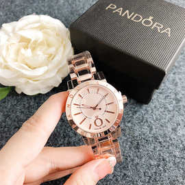 女士合金带手表不锈钢表底石英手表手腕接受客户标志潮流精致手表