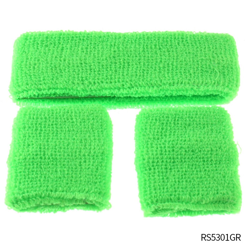 Venta caliente fluorescente verde moda cabeza protección muñeca rodilla protección cintura bolsa deportes estilo cuatro piezas conjunto