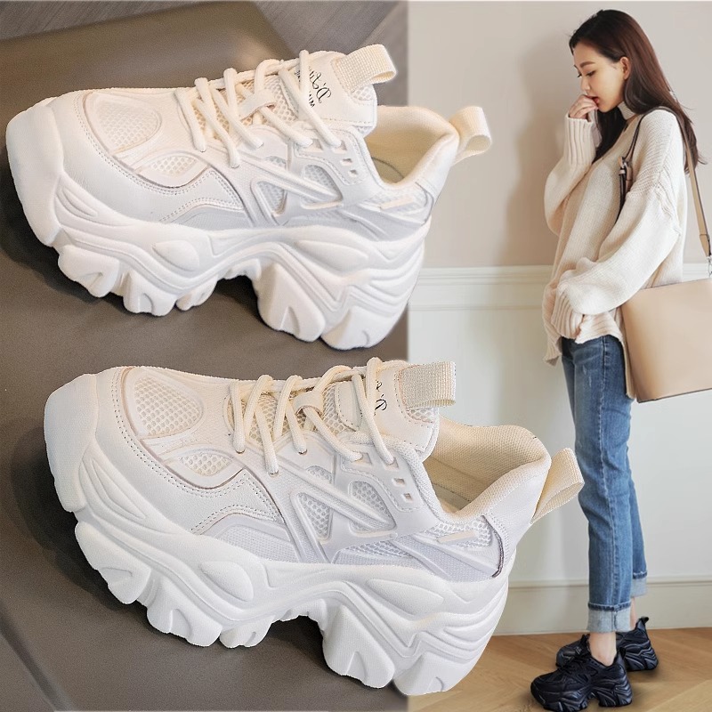 Zhao Lusi con el mismo zapato de alto valor de cara para mujeres 2025 primavera y otoño nuevos zapatos casuales deportivos con suela gruesa de malla universal